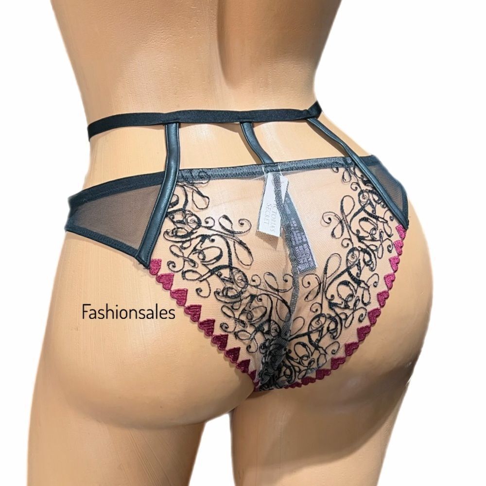 Victoria’s Secret Very Sexy heart embroidered Mesh strappy panty Small